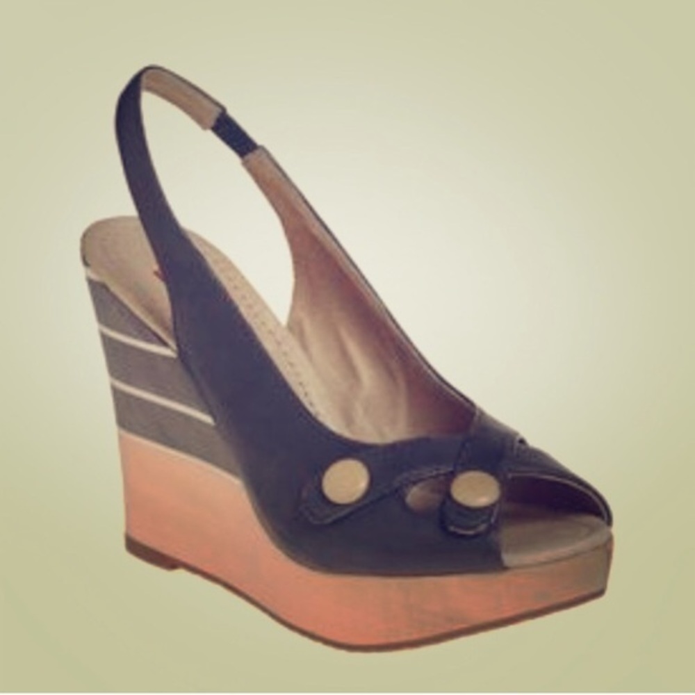 Miz Mooz gray Karina slingback wedge sz 8